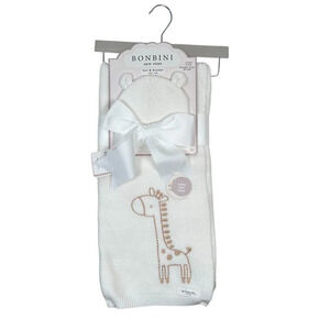 Bonbini New York Baby Hat and Blanket Off White